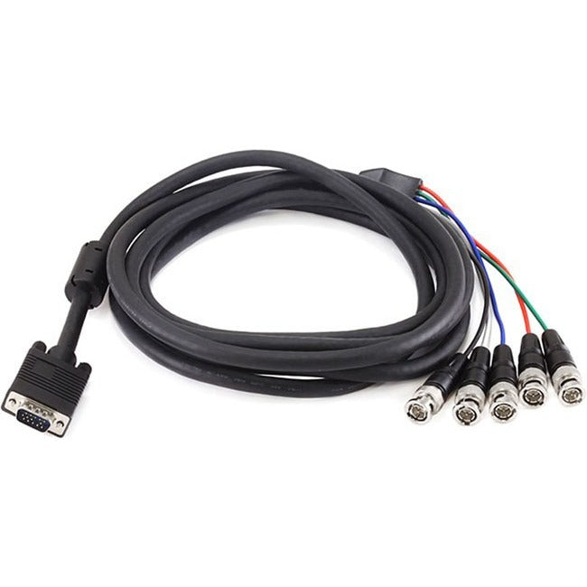 Monoprice VGA HD-15 to 5 BNC RGB Video Cable for HDTV Monitor cable - 10FT (Black)