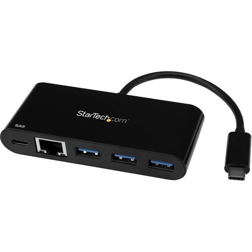 StarTech.com 3 Port USB C Hub with Gigabit Ethernet and Power Delivery - USB-C to 3x USB-A - USB 3.0 Hub - USB Port Expander