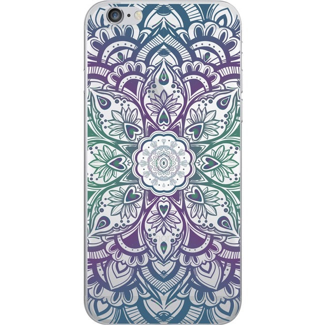 OTM iPhone 7/6/6s Plus Hybrid Clear Phone Case, Mandala Heart Green & Purple