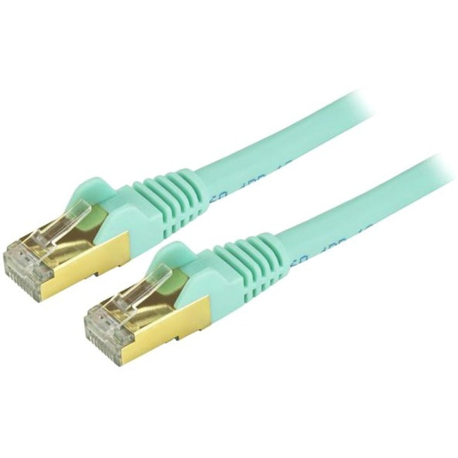 StarTech.com 10ft Aqua Cat6a Shielded Patch Cable - Cat6a Ethernet Cable - 10 ft Cat 6a STP Cable - Snagless RJ45 Ethernet Cord