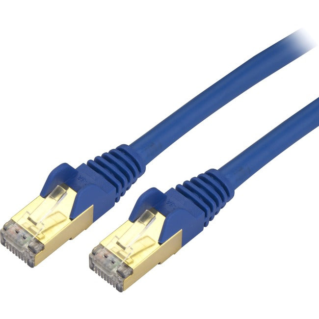 StarTech.com 12ft Blue Cat6a Shielded Patch Cable - Cat6a Ethernet Cable - 12 ft Cat 6a STP Cable - Snagless RJ45 Ethernet Cord