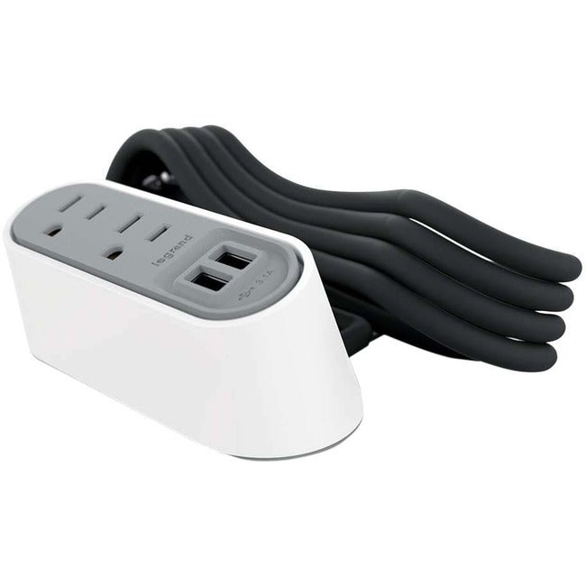 C2G Wiremold Slim Desktop Power Center - 2 Power and 2 Smart USB Ports - White