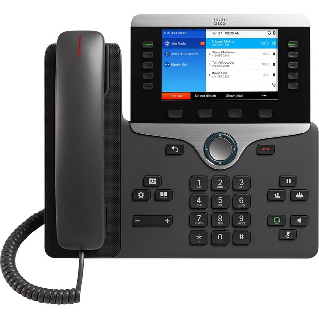 Cisco 8851 IP Phone - Bluetooth - Desktop, Wall Mountable - Charcoal