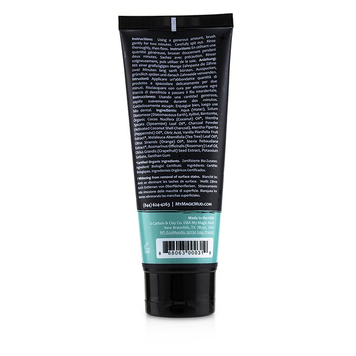 Activated Charcoal Toothpaste (fluoride-free) - Spearmint - 113g/4oz