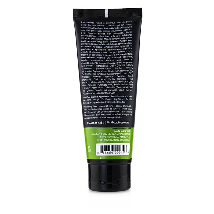 Activated Charcoal Toothpaste (fluoride-free) - Wintergreen - 113g/4oz