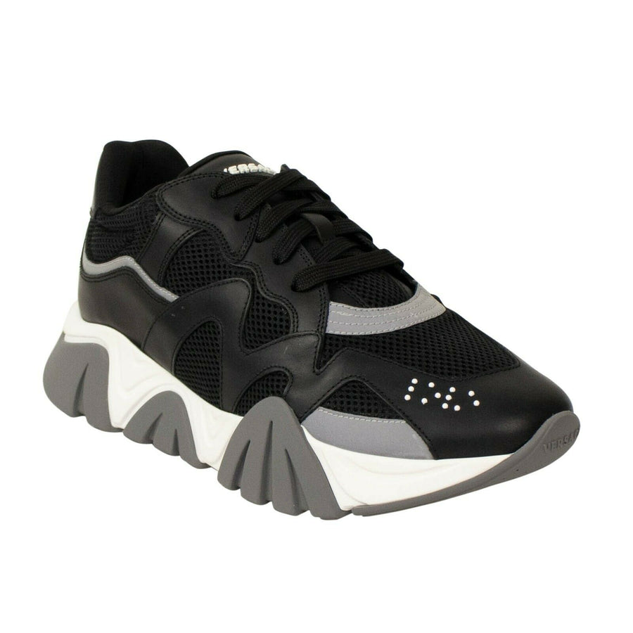 Squalo Mesh And Leather Sneakers - Black