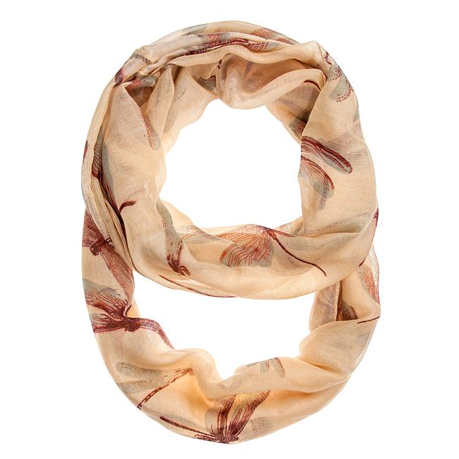 Dragonfly Peach Infinity Scarf