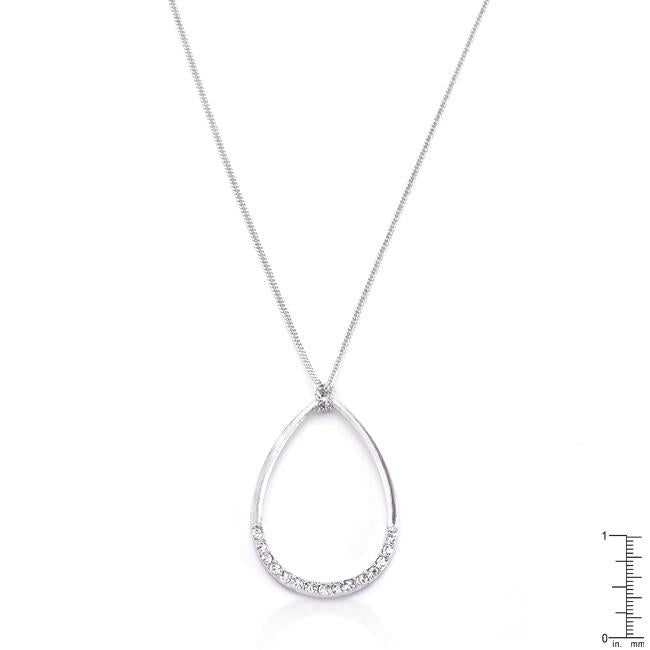 Rhodium Plated Crystal Teardrop Necklace