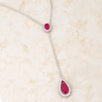 Lara 5.8ct Ruby CZ Rhodium Classic Drop Lariat Necklace