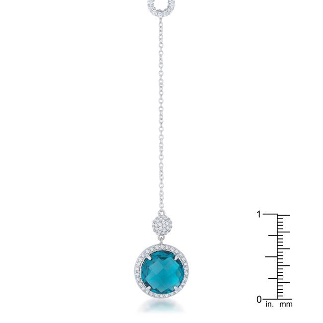 Lori 10.9ct Aqua CZ Rhodium Classic Drop Lariat Necklace