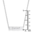 Luck Rhodium Stainless Steel Bar Script Necklace