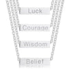 Luck Rhodium Stainless Steel Bar Script Necklace