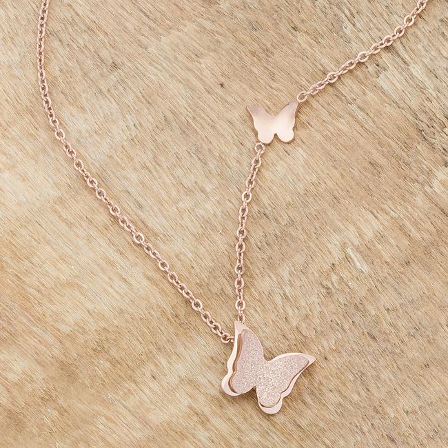 Beatrice Rose Gold Stainless Steel Delicate Butterfly Necklace