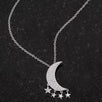 .6Ct Dazzling Rhodium Moon and Stars Necklace with CZ