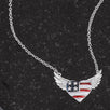 .14 Ct Patriotic Winged Heart Necklace with CZ Accents