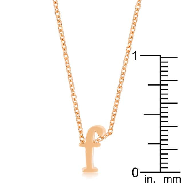 Rose Gold Finish Initial F Pendant