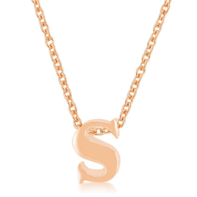 Rose Gold Finish Initial S Pendant