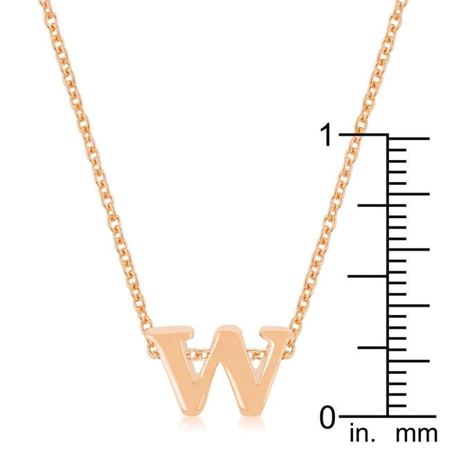 Rose Gold Finish Initial W Pendant