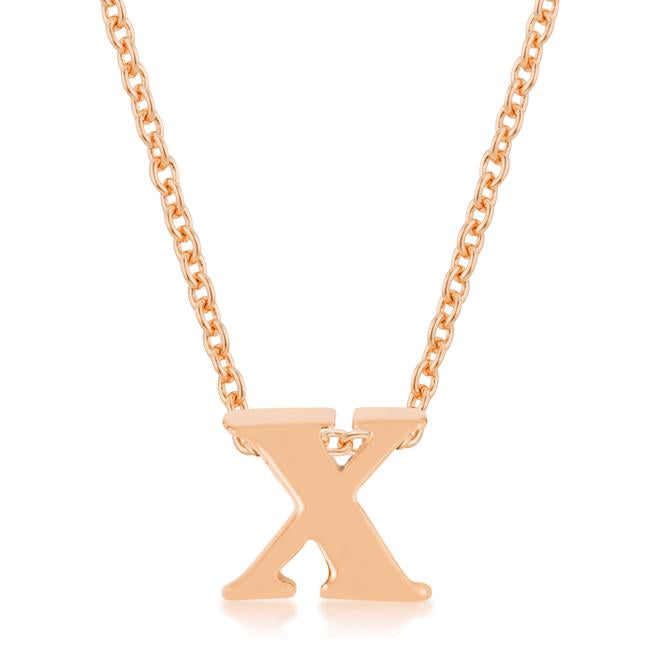 Rose Gold Finish Initial X Pendant