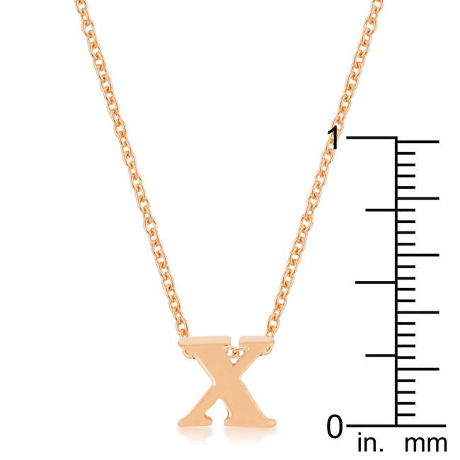 Rose Gold Finish Initial X Pendant