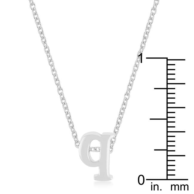 Rhodium Plated Finish Initial Q Pendant