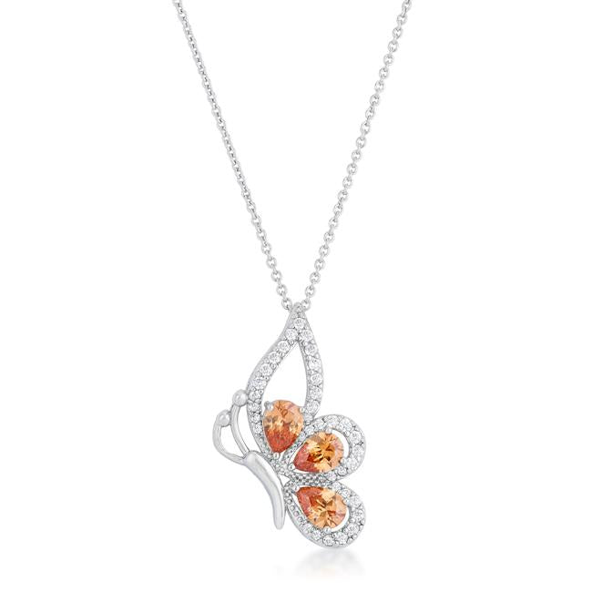 Karen 2.8ct Champagne CZ Rhoidum Butterfly Drop Necklace