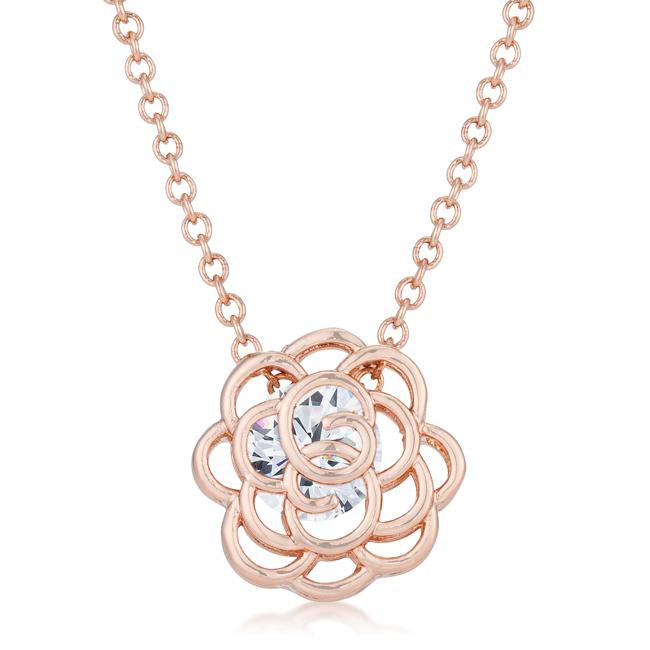 Maya 1.28ct CZ Rose Gold Rose Drop Pendant