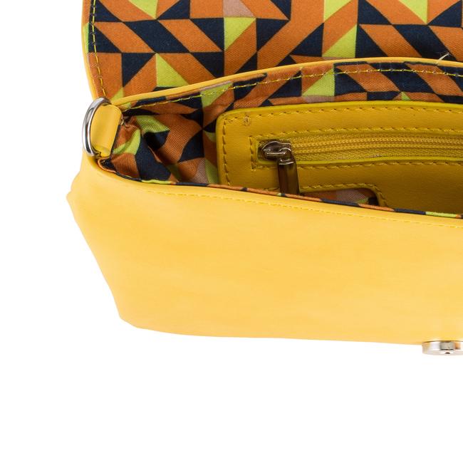 Martha Yellow Leather Purse Clutch With Silver Hardware