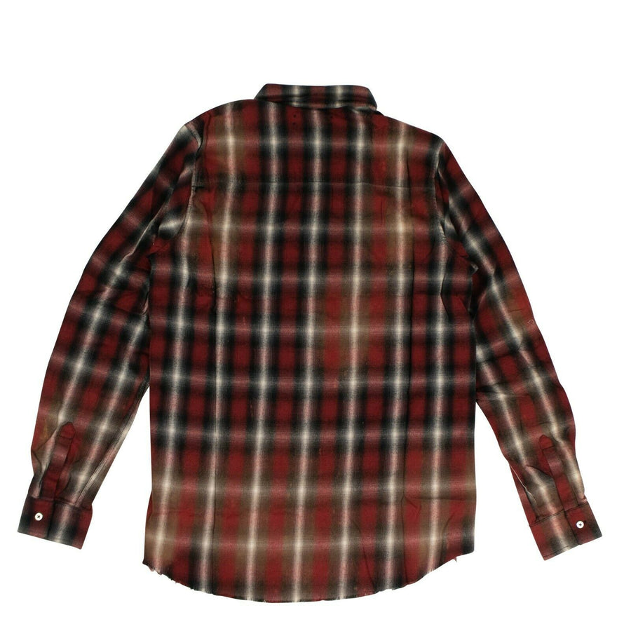 Spray Plaid Button Down Shirt - Red