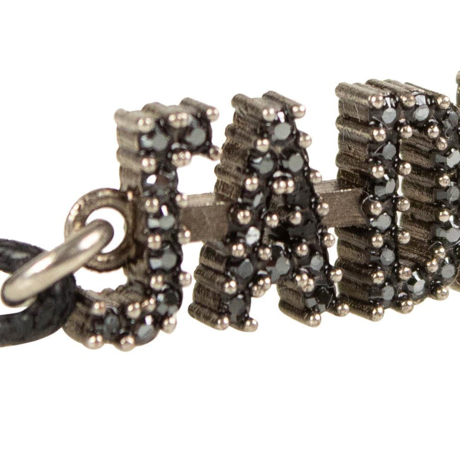 Black Antique Silver Metal 'J'Adior' Thin Bracelet