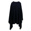 Knit  With Lace Detail Cape Top - Navy