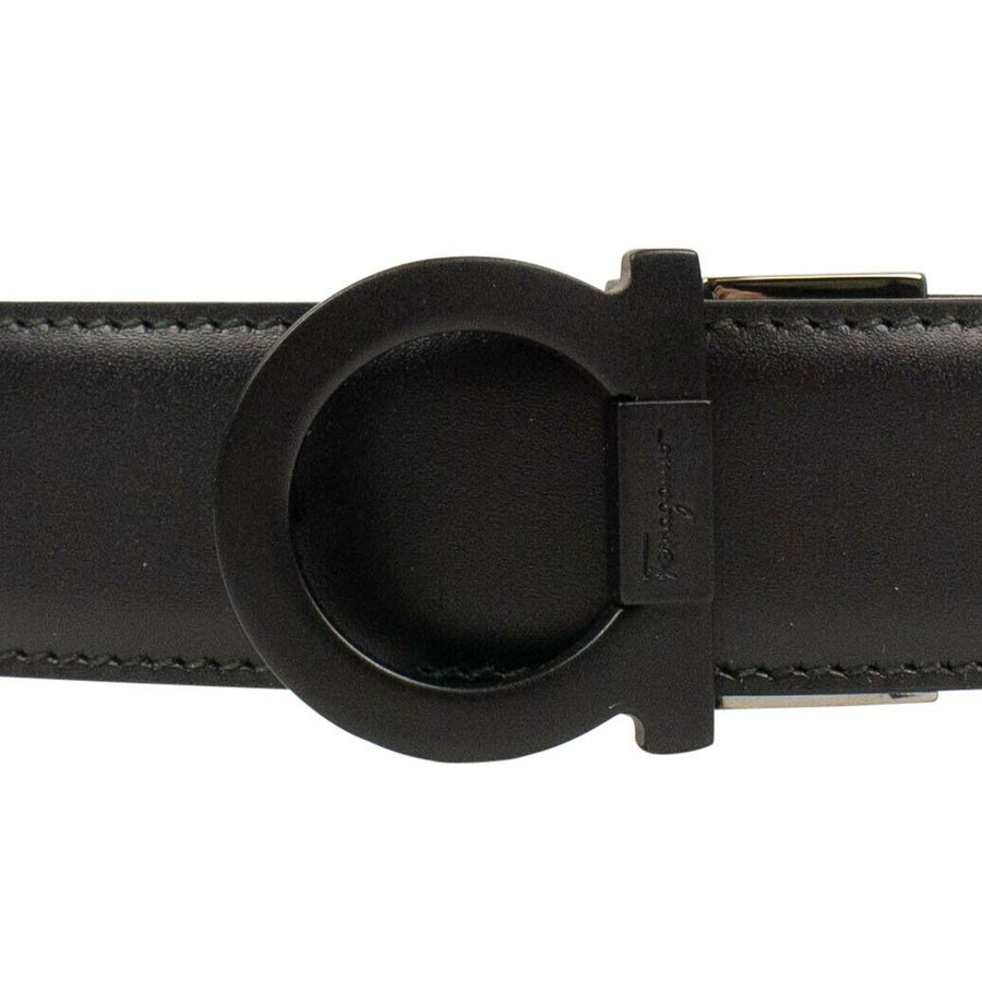 'Gancini' Matte Buckle Belt - Black