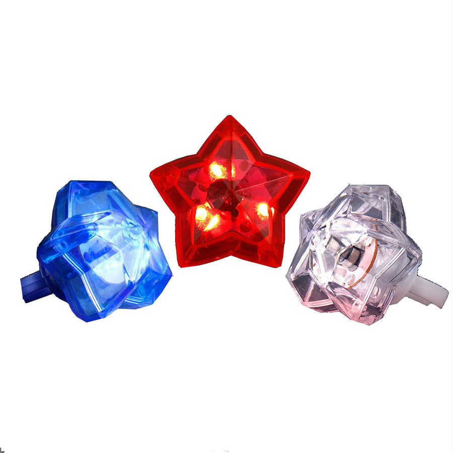 Huge Gem Star Ring Red White Blue Pack of 24