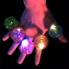 Huge Gem Flashing  Rings Pack of 12