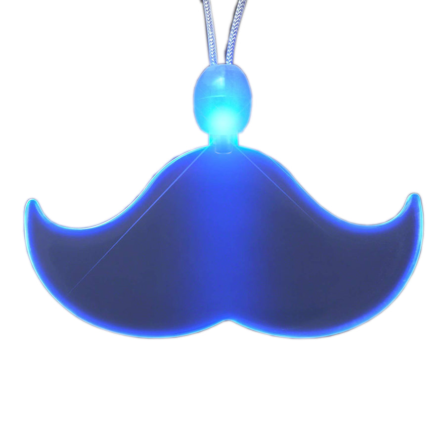 Acrylic LED Blue Mustache Necklace