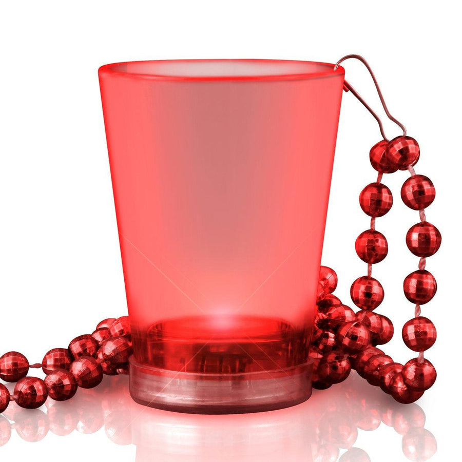 Light Up Red Shot Glass on Red Beaded Necklaces