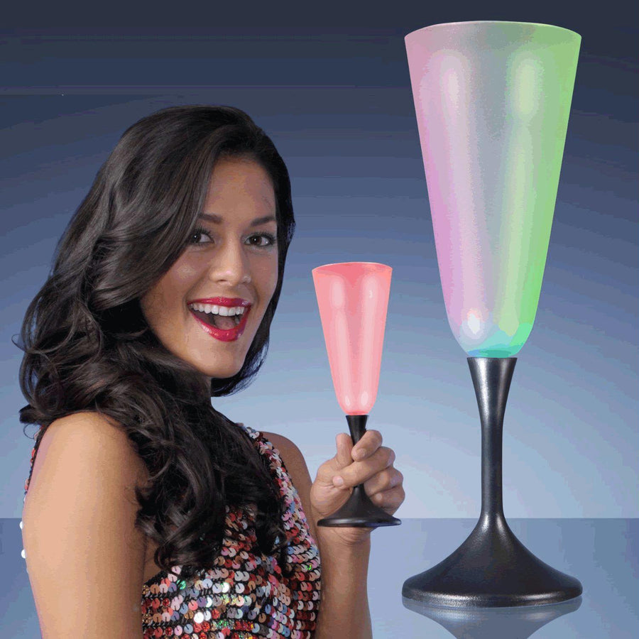 LED Frosted Champagne Glass with Black Base