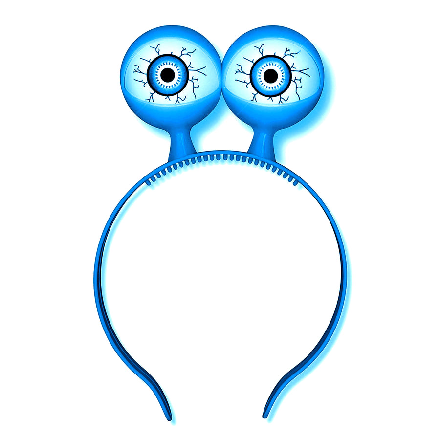 Flashing Spooky Eyeballs Headband Blue