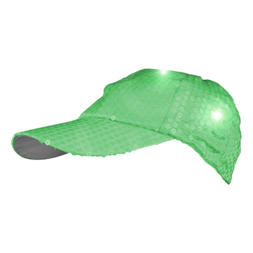 LED Sequined Baseball Hat Green