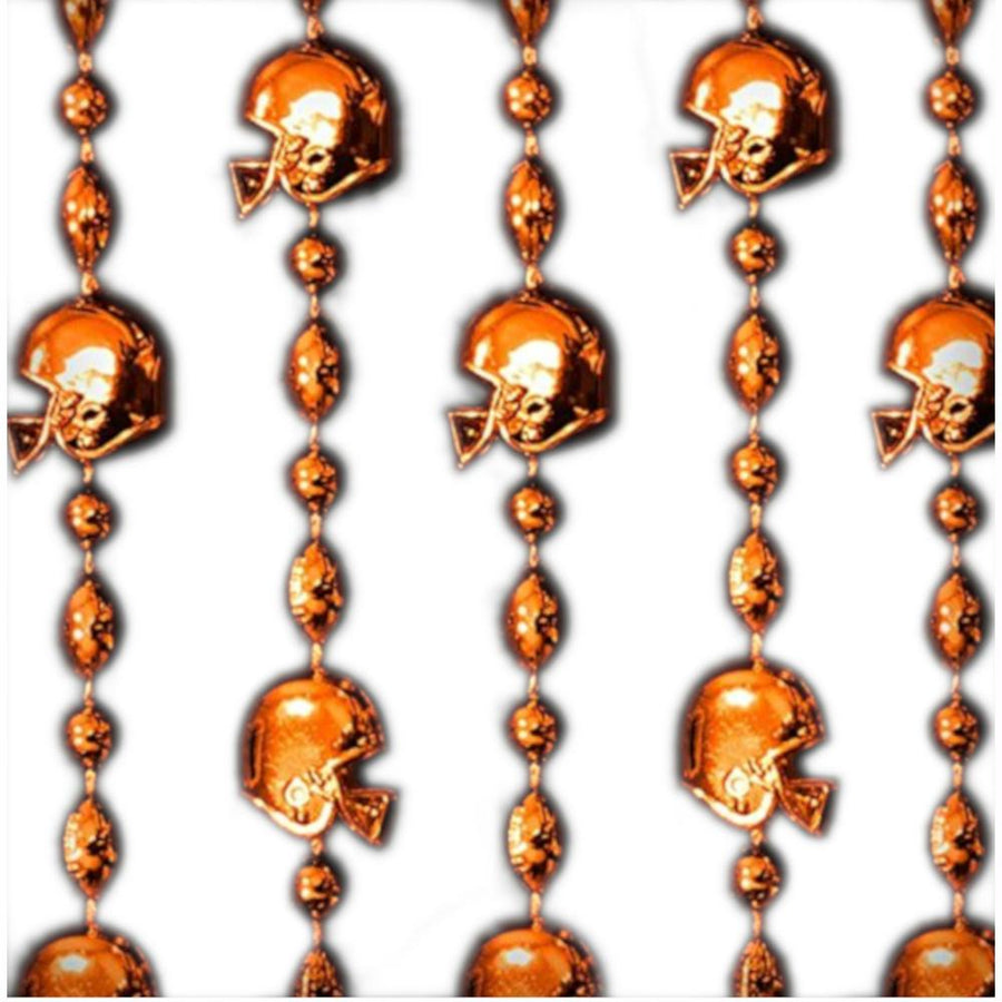 Football Helmet Bead Necklaces Orange Pack of 12