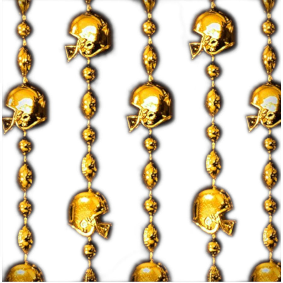 Football Helmet Bead Necklaces Gold Pack of 12