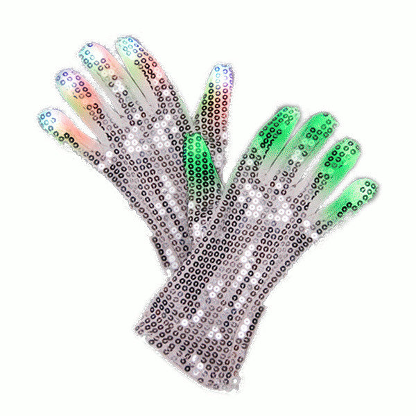 LED Gloves Multicolor LEDs with Sequins