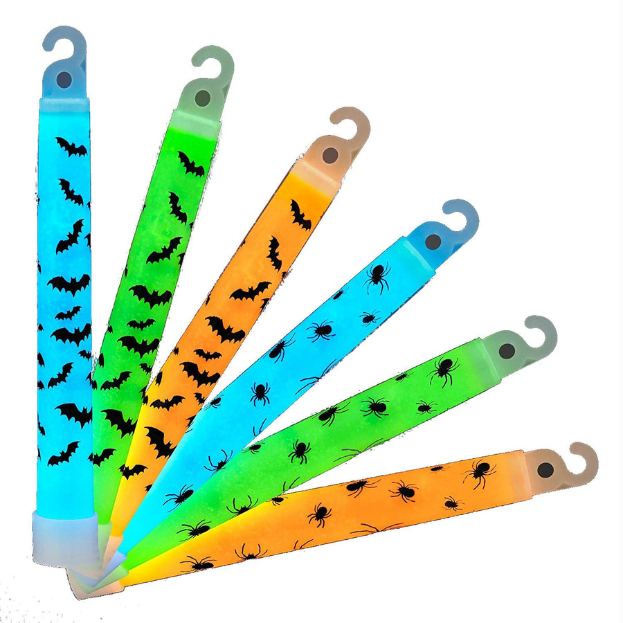 Halloween Spiders and Bats 6 Inch Glow Sticks Pack of 25