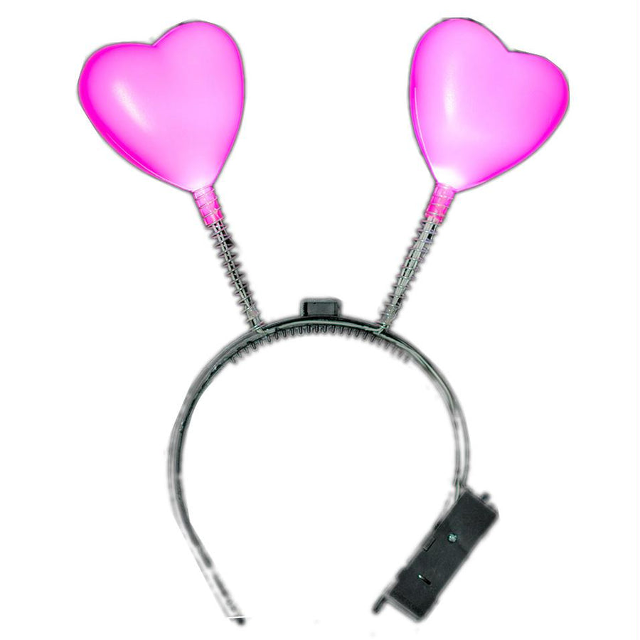 Flashing Pink Heart Head Boppers