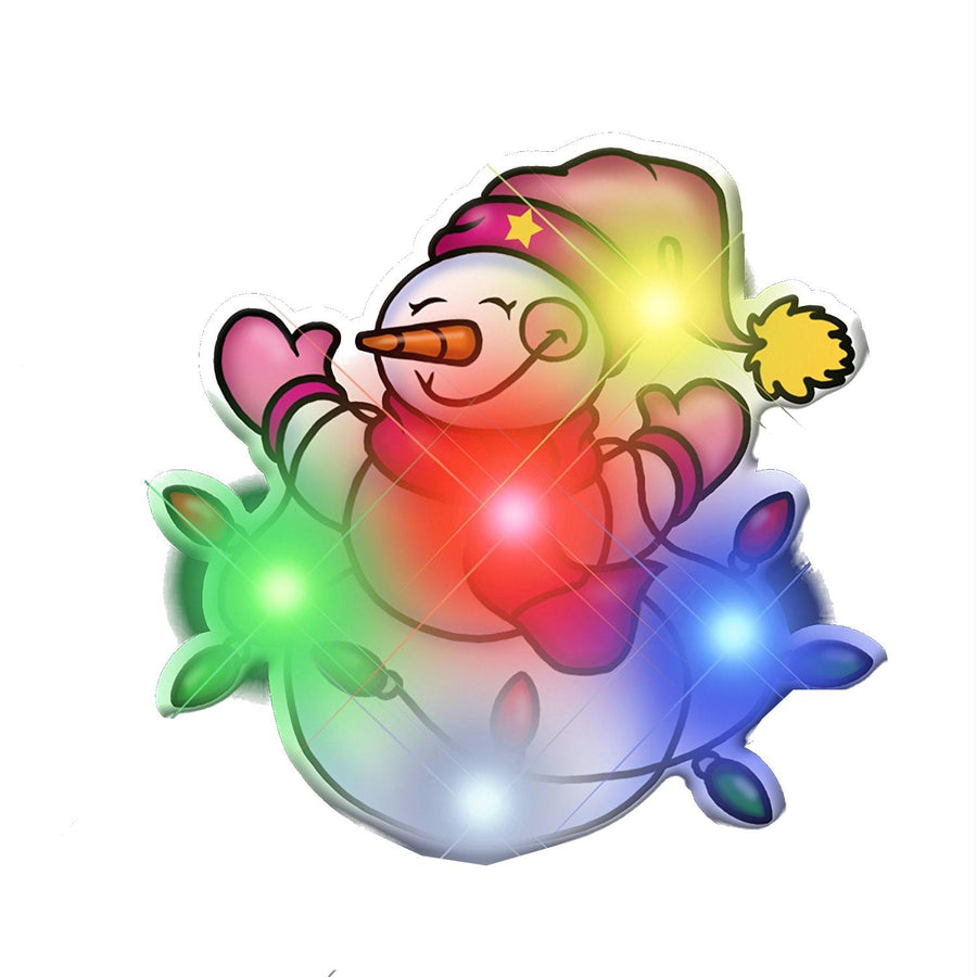 Snowman Tangled up in Christmas Lights Flashing Blnky Body Light Lapel Pins