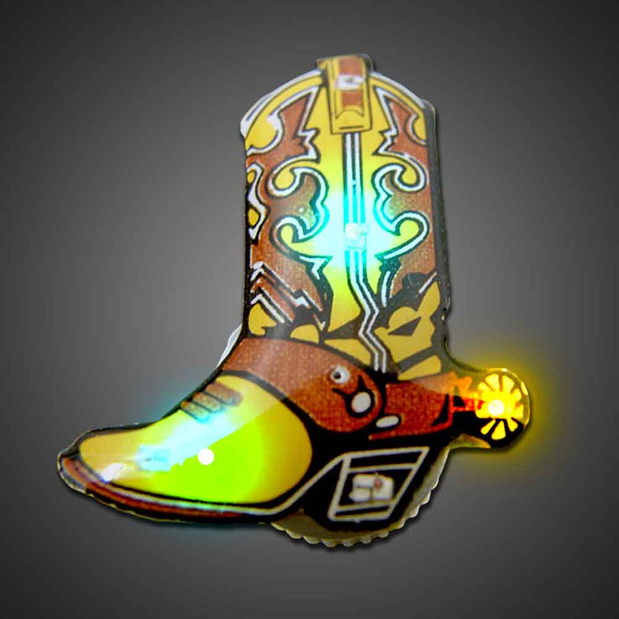 Brown Cowboy Boot 2 Flashing Body Light Lapel Pins