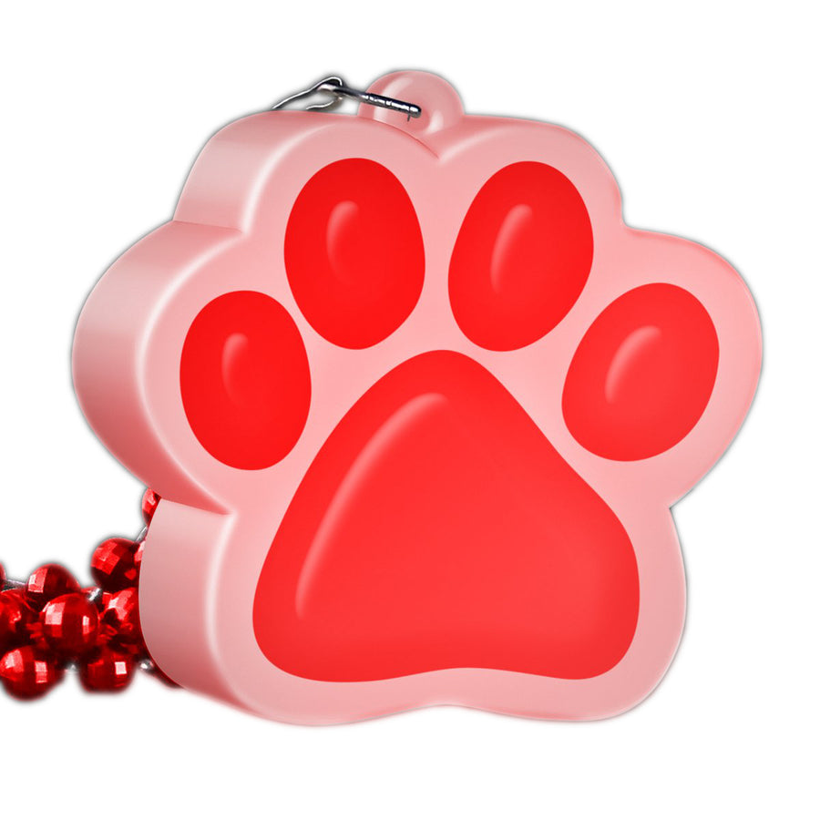 Light Up Red Paw Print Charm Necklace