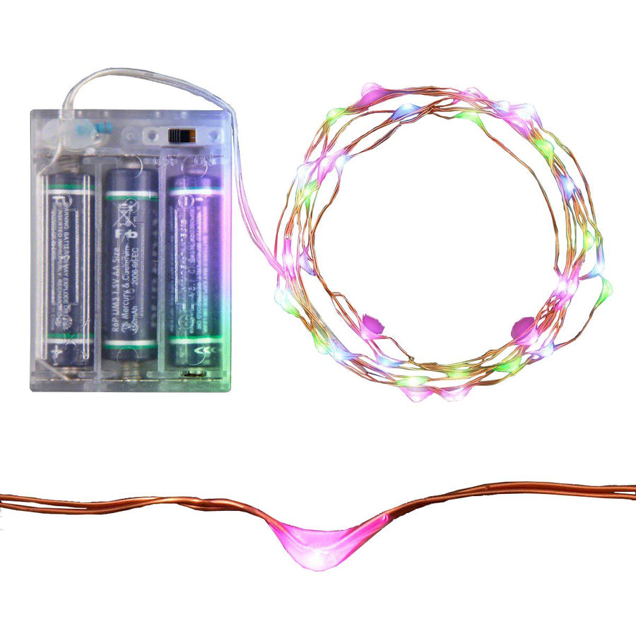 LED Wire String Lights Pink Blue and Green