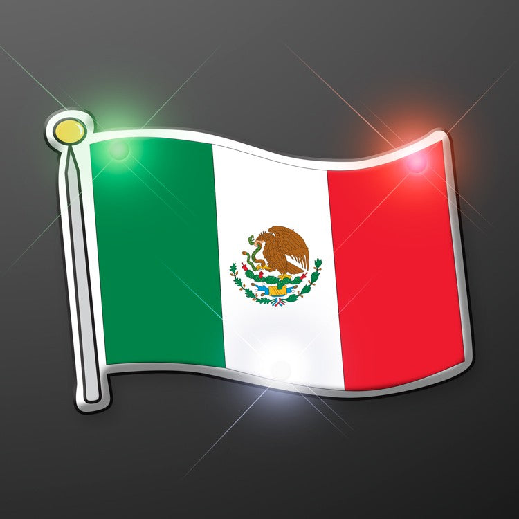 Mexican Flag Flashing Body Light Lapel Pins