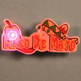 Cinco De Mayo Flashing Body Light Lapel Pins